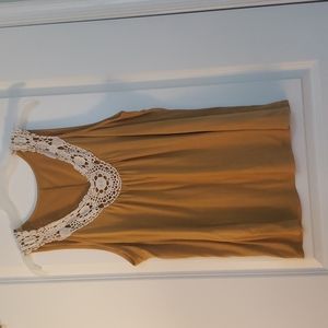 Tuscany Yellow Tank Top with Lace Neckline